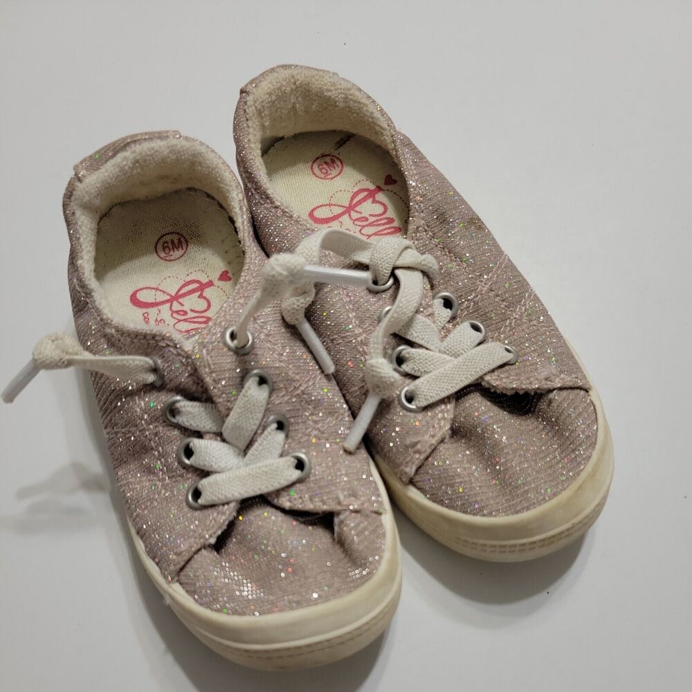 Jellypop Sneakers Girls 6 Pink All Over Glitter Comfort Fit Stretch Lace Up Pull